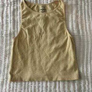 Forever 21 Cream Fitted Crop Tank Top